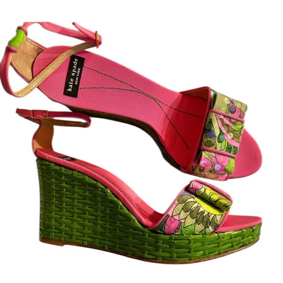 VTG Kate Spade Cabo Platform Wedge Sandals with Floral Print Size 9 - Picture 1 of 12